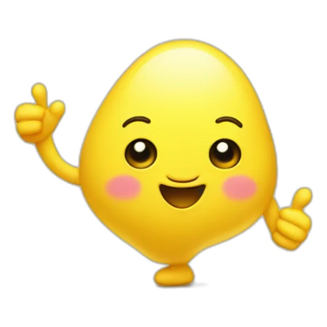 a yellow cute blob with big eyes is smiling with both hands thumbs up sticker