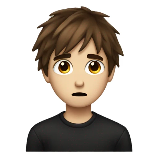 sad emo boy with brown hair sticker