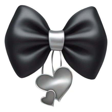 black bow with a silver heart bow in the center sticker
