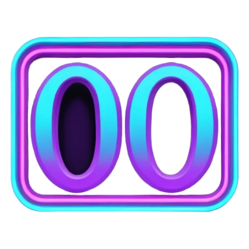 futuristic glowing neon “100” sign, purple and cyan glow, dark background sticker