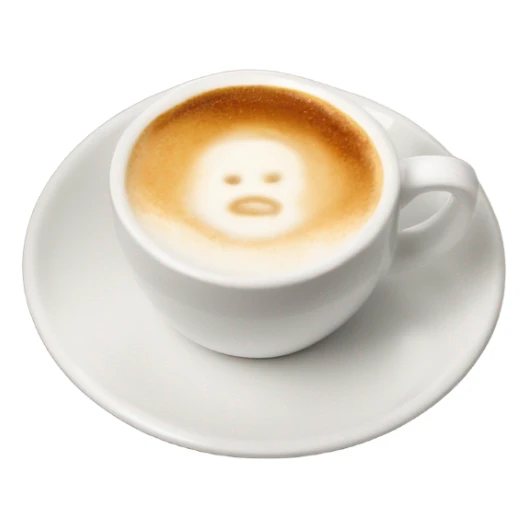 Cappucino in white cup with plate  sticker