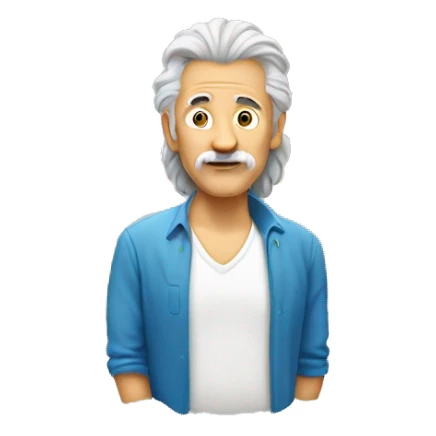 old man with mullet hair mullet goatee necklace sticker