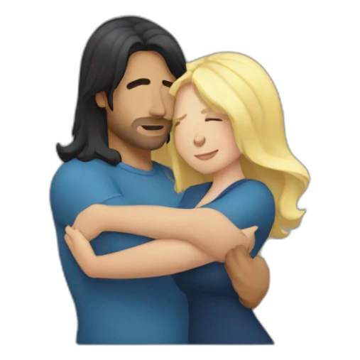 Man with long dark hair hugging a blonde curvy woman sticker