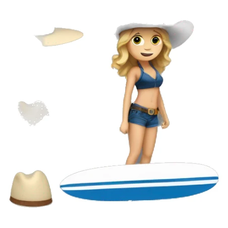 White Girl surfing a wave wearing a cowboy hat sticker