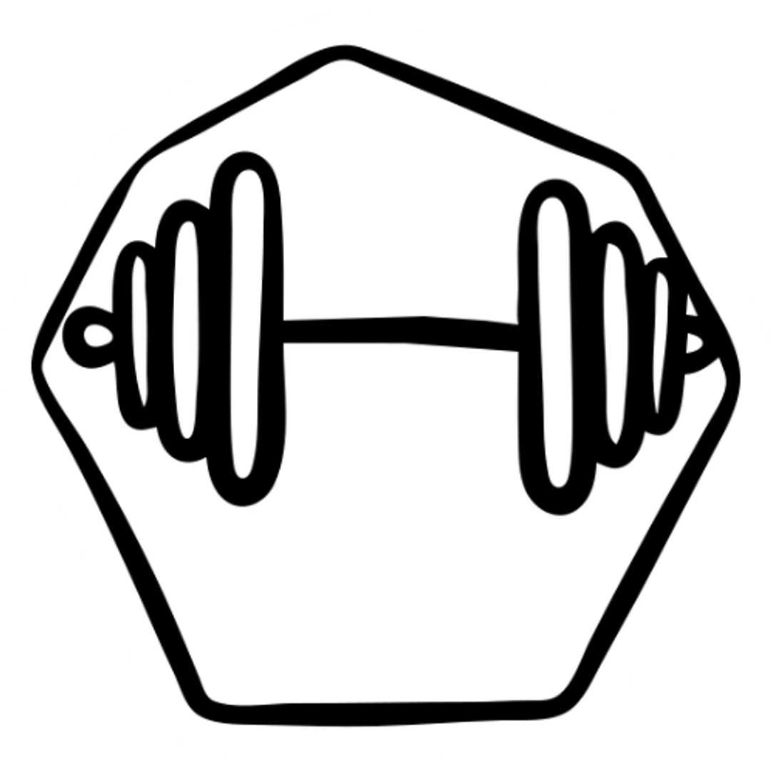 gym icon hexagonal shape hand drawn black outline sticker