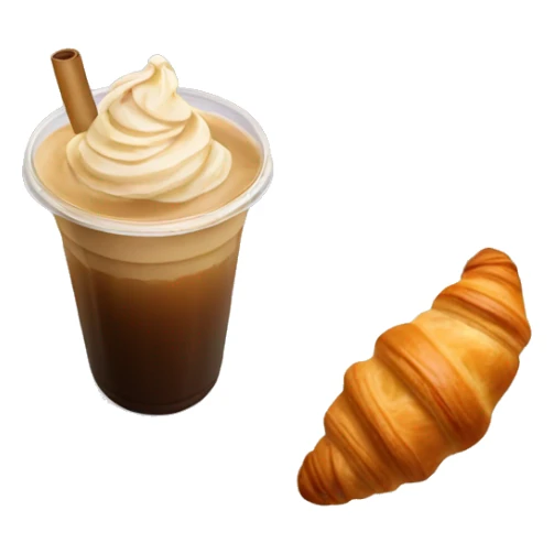 Iced coffee with a plate of croissant sticker