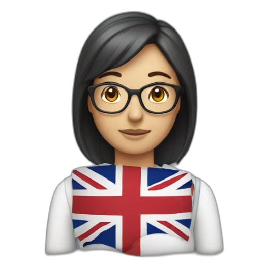 woman teacher with united kingdom flag sticker