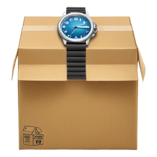 A hand watch peeking of a delivery package sticker