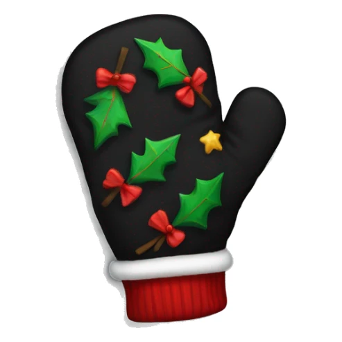 black color Christmas mittens  sticker