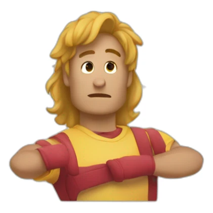 yo con poco pelo alzando los brazos de triunfo sticker