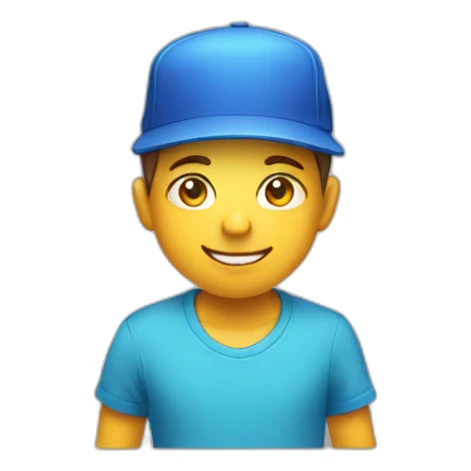Boy Wearing a box as hat while looking down with a smile and double chin from bottom angle sticker