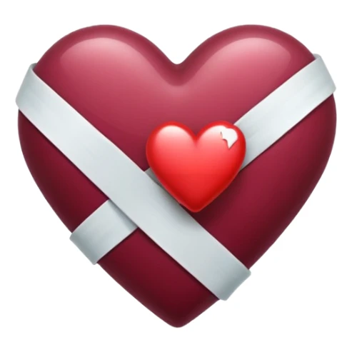 Heart bandaged burgendy shjny sticker