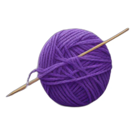 Ball of purple yarn with needles sticker