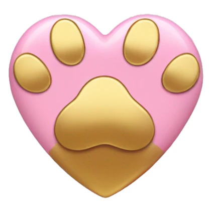 Gold heart with baby pink paw print  sticker