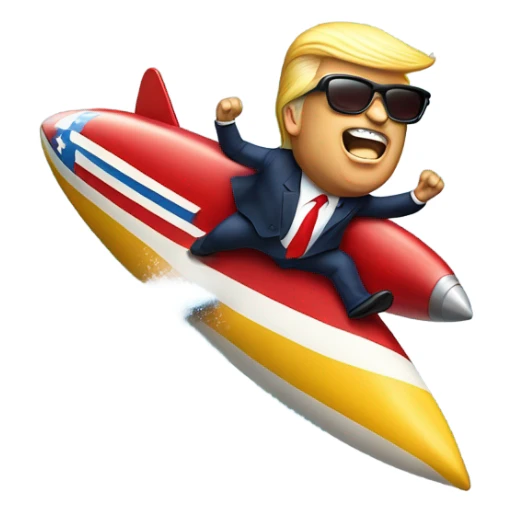 Donald j trump surfing on a rocket sticker