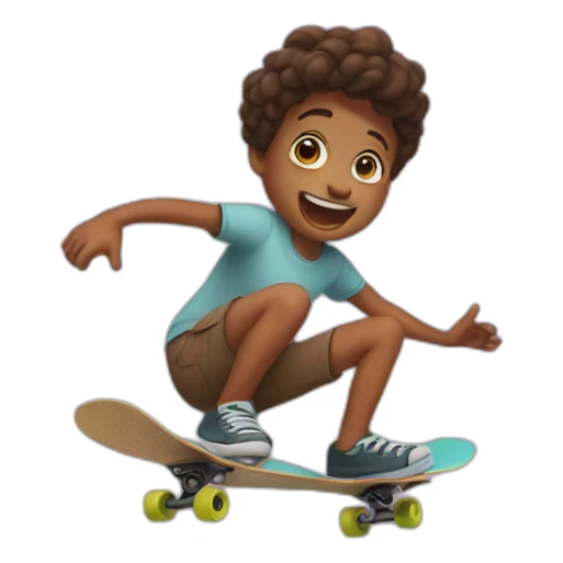 a character who skateboards with this face 😩 and rolls over a puddle sticker