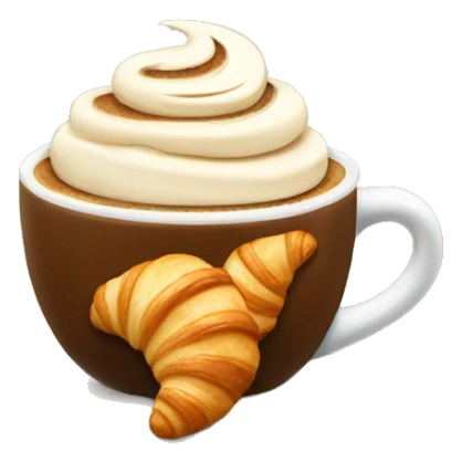 Cup of cappuccino with croissant sticker