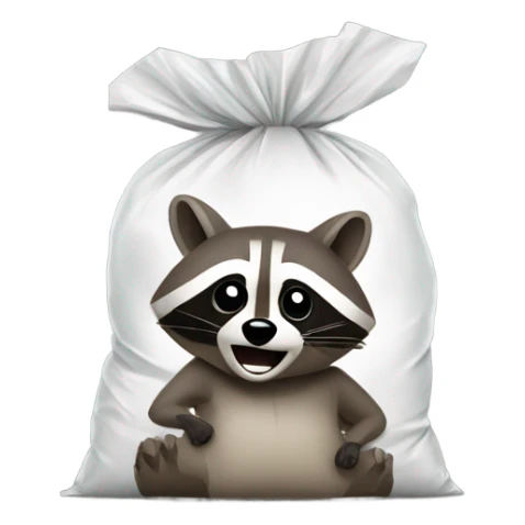 Raccoon with a big plastic bag sticker
