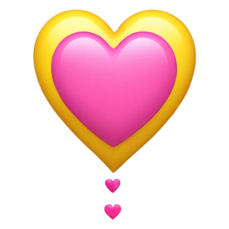 Yellow heart with pink heart sticker
