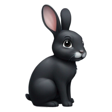 cute black bunny with little white bow at the right ear sticker
