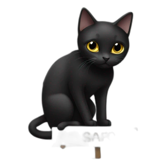 Black cat holding a sign with the inscription “Safina” sticker