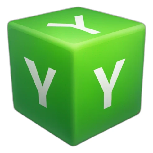 A green cube with the letter Y on the side sticker