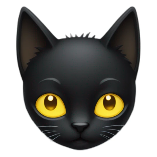 Black cat with spiky fur and big yellow eyes sticker