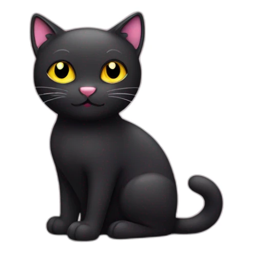 Cute Black cat with yellow eyes and pink nose sticker