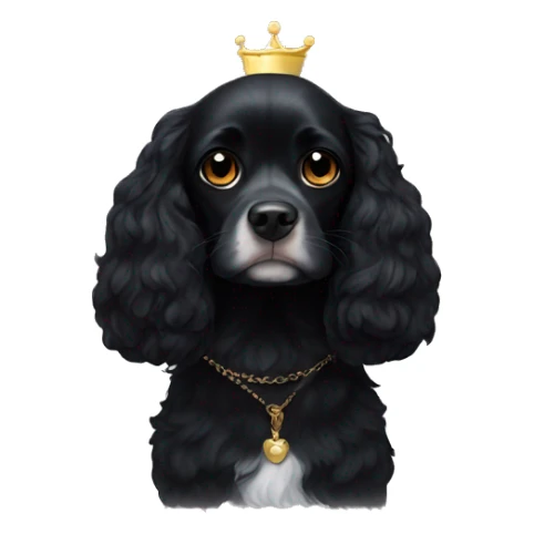 Small completely black king spaniel with black fur on his whole face and white fur on chest sticker