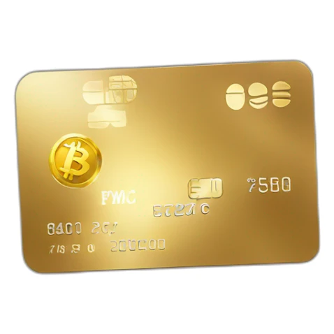 golden creditcard with bitcoin logo sticker