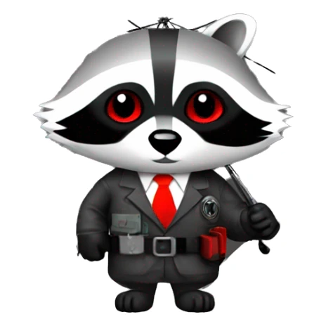 Raccoon with umbrella corporation logo sticker