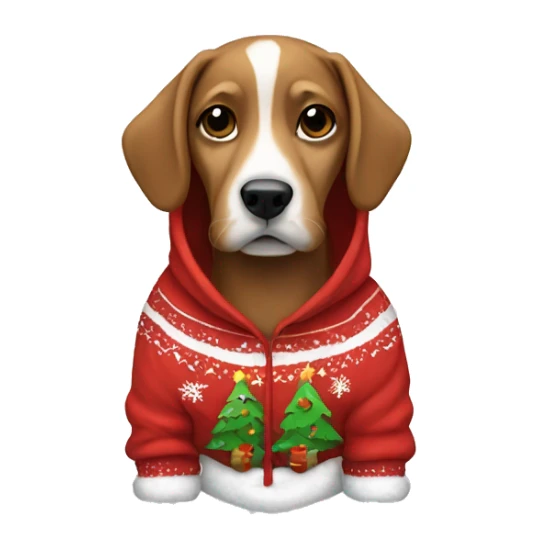 dog wearing a christmas hoodie sticker