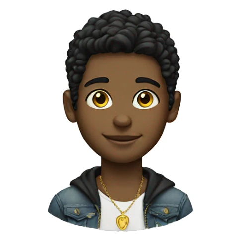 black-haired boy portrait jewelry sticker