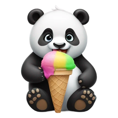 Panda eating ice cream sticker