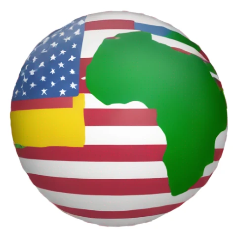 World with USA FLAG PONTING TO JAMACIA FLAG sticker