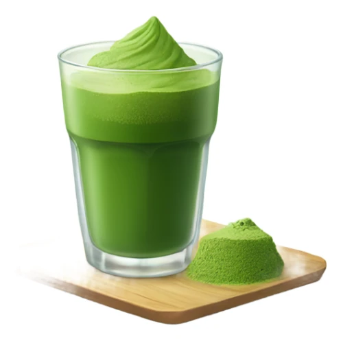 Matcha with glass see through cup and ice sticker