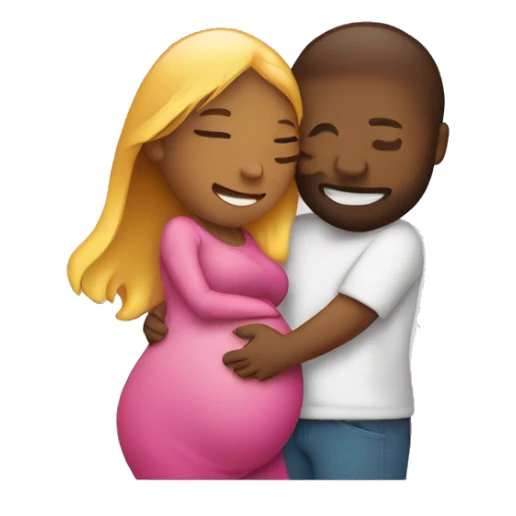 couple embrace with pregnancy glow sticker