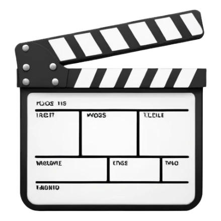 Ultra minimal black and white film clapperboard with just essential elements, clean geometric iOS emoji style, most simplified possible version sticker