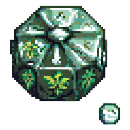 pixel art 20-sided die d20 with a marijuana joint leaning against it sticker