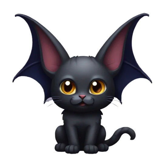 Black-Vampire-Batty-Cat-Fakémon-Cat With Bat-wings as ears  sticker