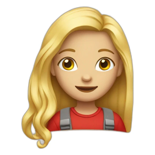 girl with blonde hair wearing red backpack sticker