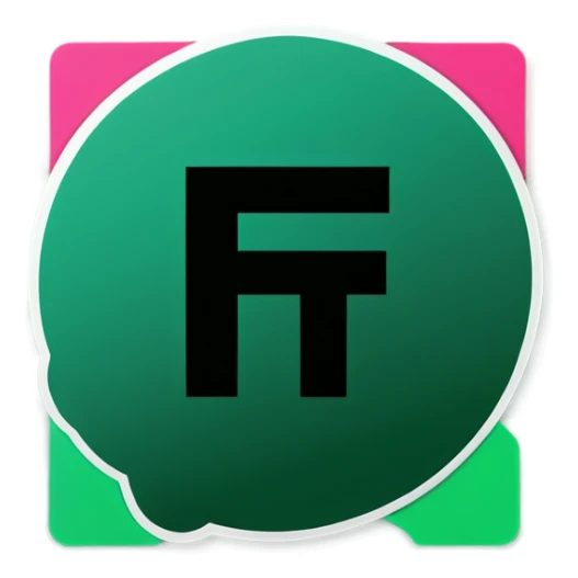 Green and black letter F sticker