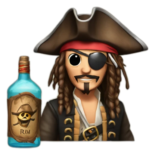 Captain Jack Sparrow and bottle of rum sticker