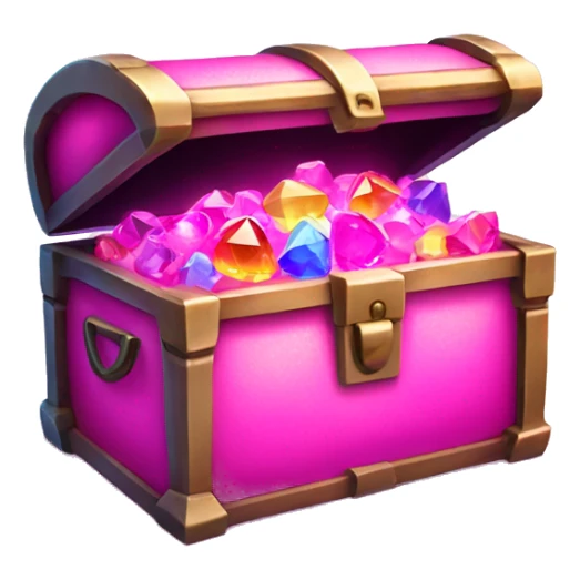 sparkling pink treasure chest filled with neon gems. sticker