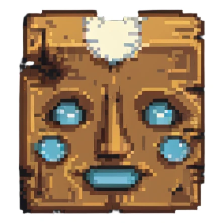 piece of wood with a face, simple and retro sticker