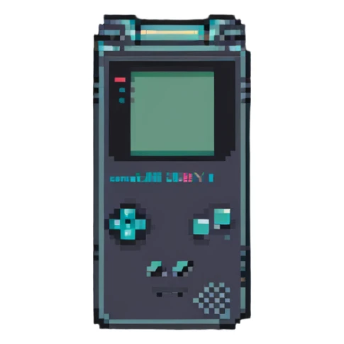 A retro pixel art GameBoy game cartridge with vibrant colors sticker