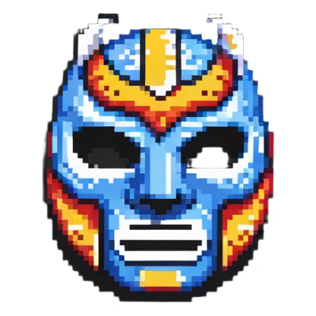 luchador mask in pixel art style sticker
