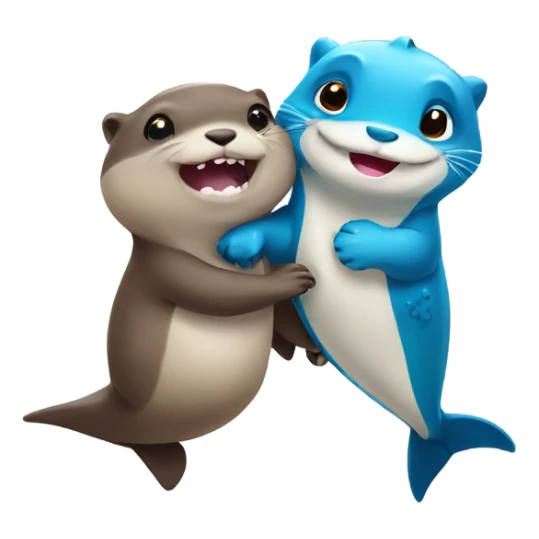 Otter and baby shark holding hands sticker