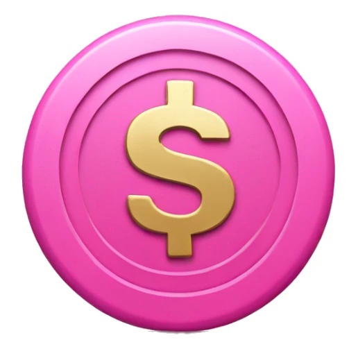 Pink coin with dollar sign on it sticker