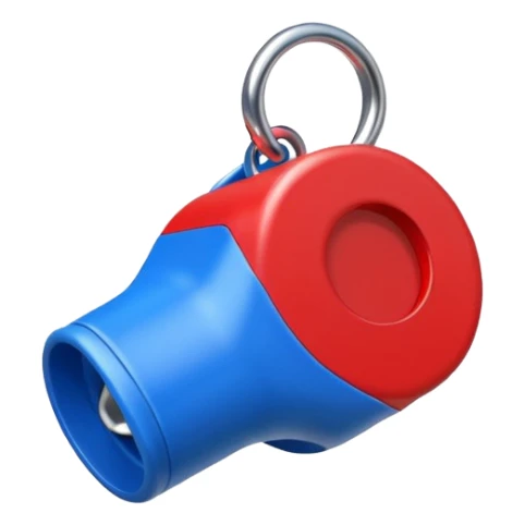 whistle in blue (#00A3E0) and red (#F9423A)  sticker